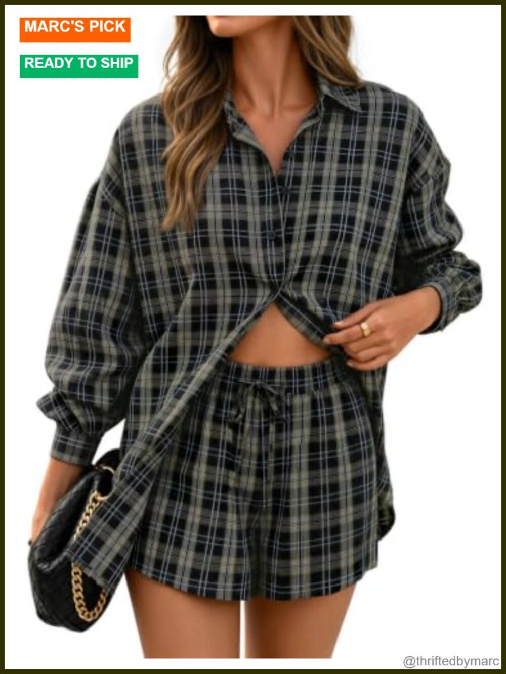 ZESICA 2 Piece Striped Plaid Shorts Set